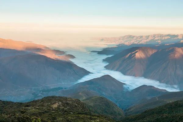 stock image beautiful landscape of the valley of the mountains in the morning 