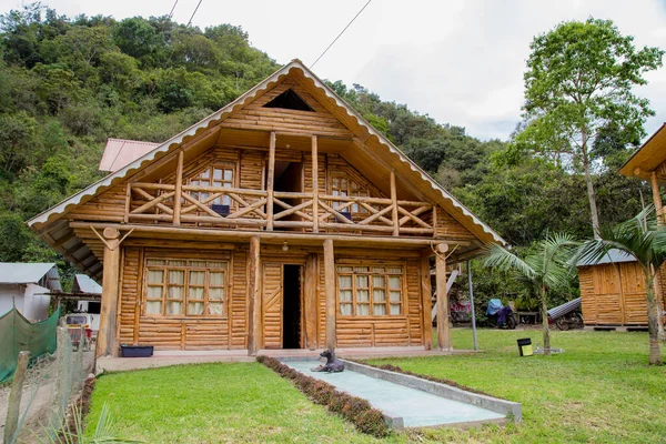 Het Houten Huis Het Dorp Oxapampa Peru — Stockfoto