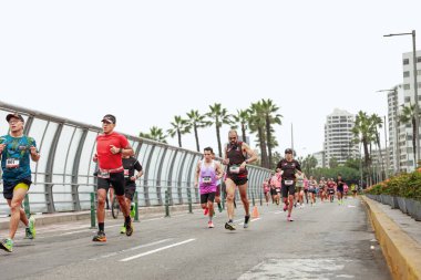Lima 42k Maratonu. 21 Mayıs 2023 'te yarışan sporcu