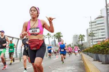 Lima, Peru - 21 Mayıs 2023: Lima Maratonu 42K 2023
