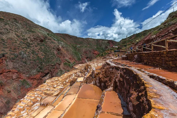 Landschap Van Heilige Vallei Van Inca Bergen Peru Zoutgroeven Van — Stockfoto