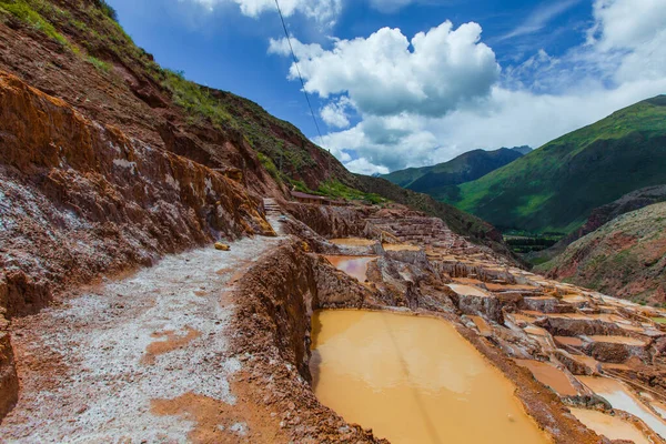 Beautiful View Mountains Salt Quarries Maras Cusco Peru — Stock Photo, Image