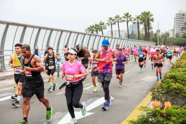 Lima, Peru - 21 Mayıs 2023: Lima Maratonu 42K 2023