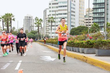 Lima, Peru - 21 Mayıs 2023: Lima Maratonu 42K 2023