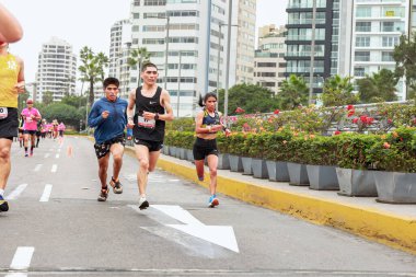 Lima, Peru - 21 Mayıs 2023: Lima Maratonu 42K 2023