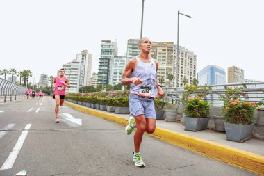 Lima, Peru - 21 Mayıs 2023: Lima Maratonu 42K 2023