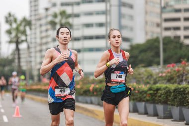Lima, Peru - 21 Mayıs 2023: Lima Maratonu 42K 2023