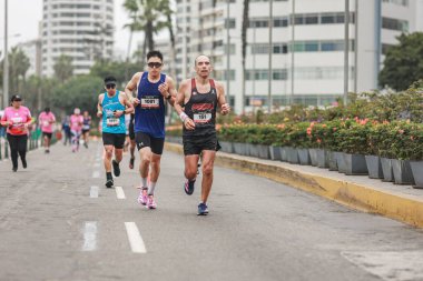 Lima, Peru - 21 Mayıs 2023: Lima Maratonu 42K 2023