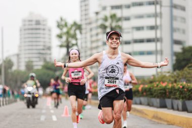 Lima, Peru - 21 Mayıs 2023: Lima Maratonu 42K 2023