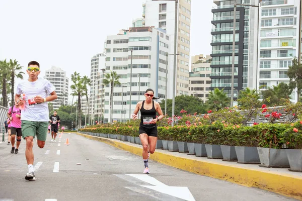 Idrottare Tävlar Lima Marathon 42K 2023 Köra Vägen Lima Peru — Stockfoto