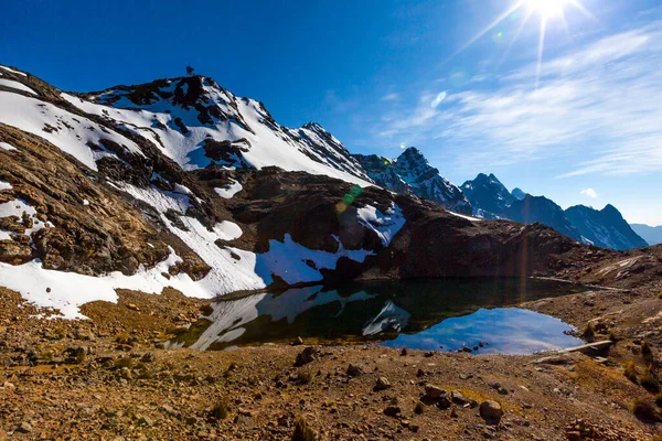 Трекинг Снежной Горы Юракоча Горы Цветов Центральных Андах Перу 4700 — стоковое фото