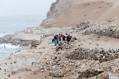 Peru 'da bir iskelede yürüyen insanlar