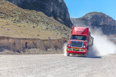 Bolivya 'da kamyon sürüyor.