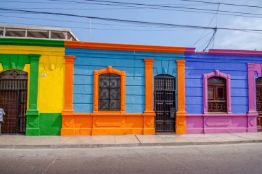 colorful buildings of the old town of Chucuito, Callao Peru clipart