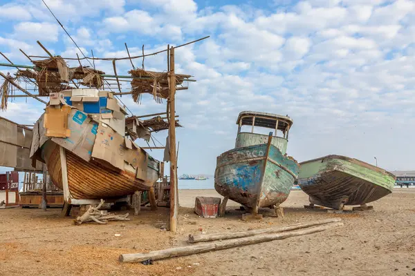 stock image Marine view of the port of Supe, the dock and the boats in front of the sea, Province of Barranca, Lima, Peru.