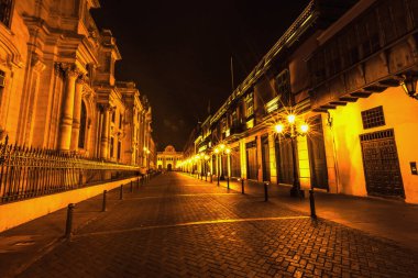 Lima Peru 'nun manzarası, sokakları ve turistik binaları