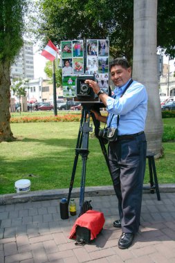 Photographer of yesteryear. Views, streets and tourist buildings of Lima Peru