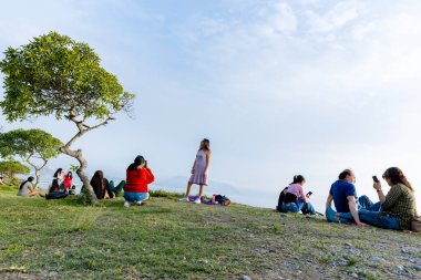 The promenade of Miraflores, a place of healthy leisure where paragliding is also practiced. January 22, 2023, Lima Peru