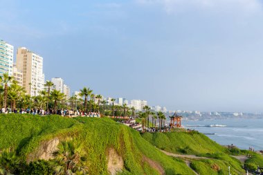 Great chinese park, tourist attraction overlooking the sea in the Malecon of Miraflores, a place of recreation. January 22, 2023, Lima Peru