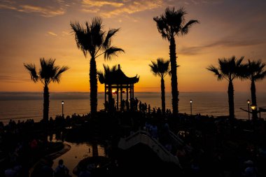 Gran Parque Chino, tourist attraction overlooking the sea in the Malecon of Miraflores, a recreational place. Peru