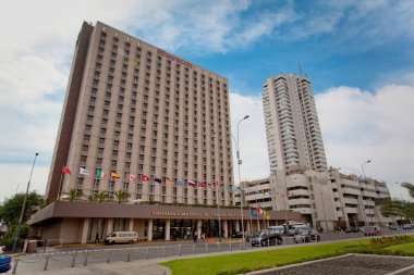 Lima Peru 'nun tarihi merkezinin sokakları ve binaları.