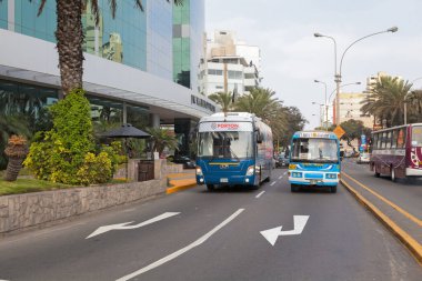 Streets of the district of Miraflores in Lima, Peru