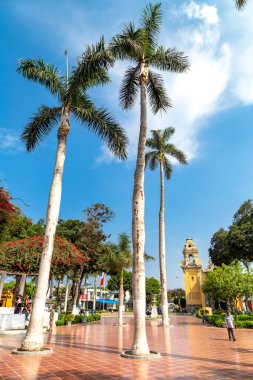 Barranco 'nun Turizm Bölgesi Kilisesi ve Ana Parkı, 17 Şubat 2020, Lima Peru.