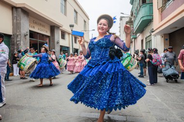 February 4, 2024, Lima PERU. Parade of the festivity of the virgin of candelaria in the main square of Lima. clipart