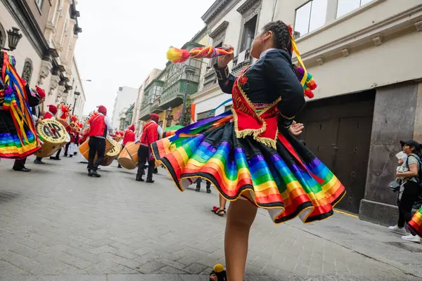 Února 2024 Lima Peru Přehlídka Slavnosti Panny Candelaria Hlavním Náměstí — Stock fotografie