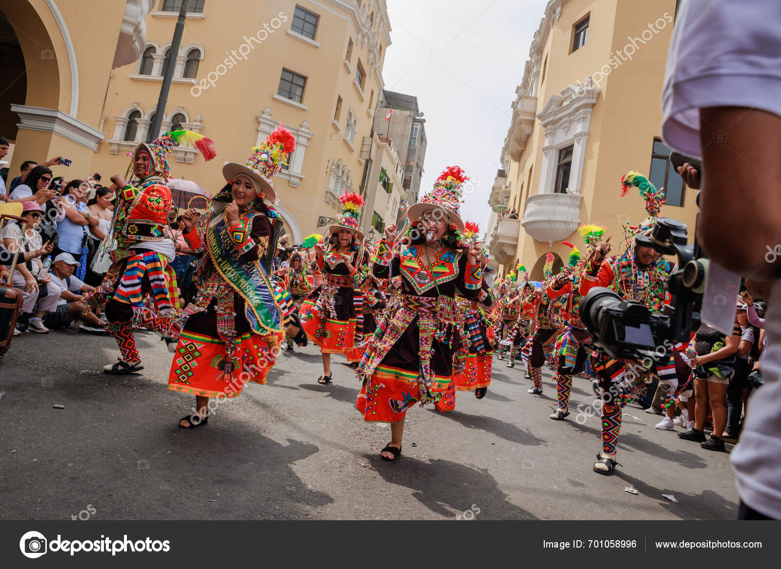 February 2024 Lima Peru Dancers Music Bands Parade Festivity Virgin