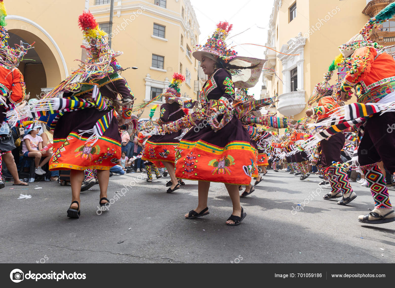 February 2024 Lima Peru Dancers Music Bands Parade Festivity Virgin