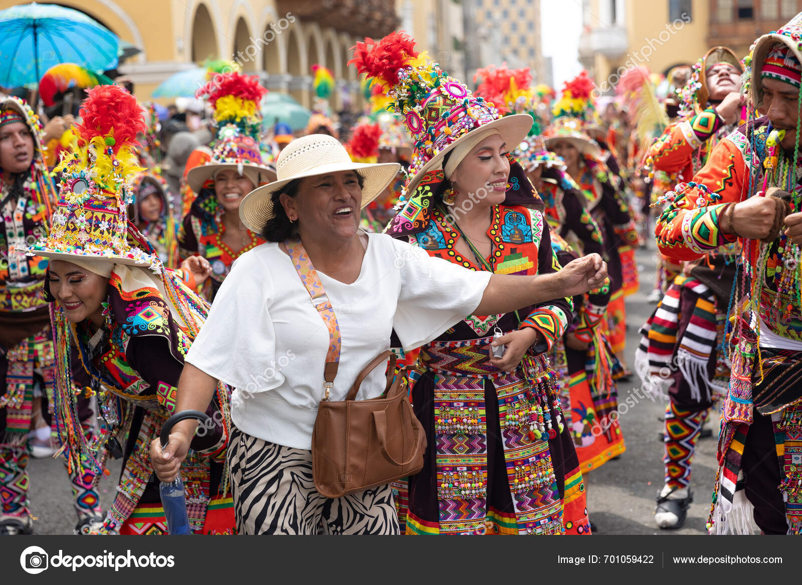 February 2024 Lima Peru Dancers Music Bands Parade Festivity Virgin