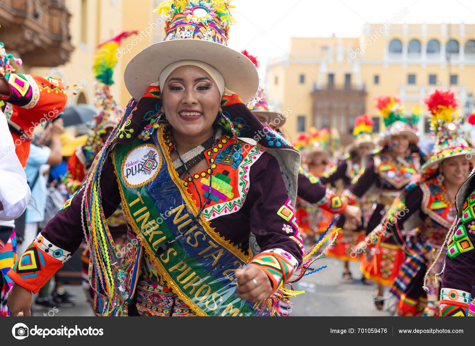 February 2024 Lima Peru Dancers Music Bands Parade Festivity Virgin