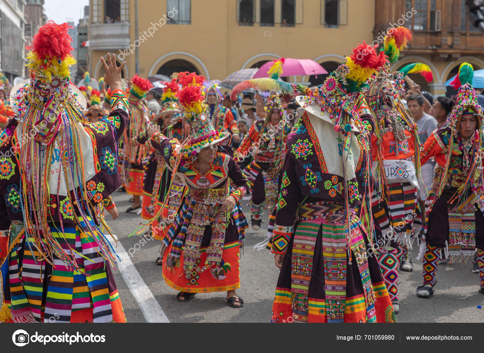 February 2024 Lima Peru Dancers Music Bands Parade Festivity Virgin