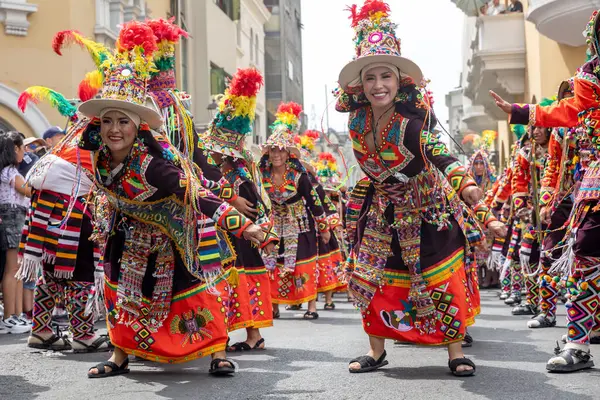 Febbraio 2024 Lima Peru Ballerini Gruppi Musicali Alla Sfilata Della — Foto Stock