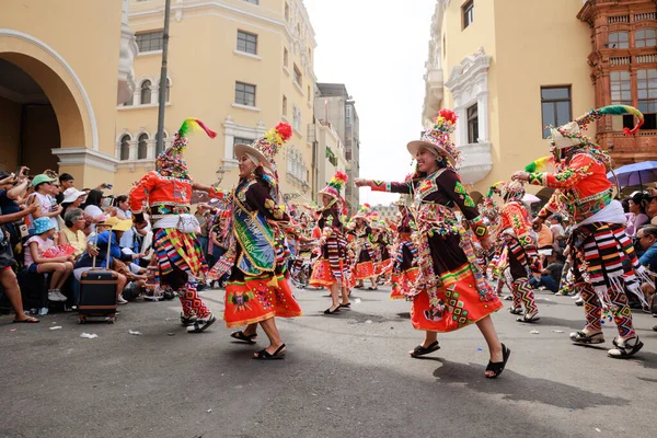 Febbraio 2024 Lima Peru Ballerini Gruppi Musicali Alla Sfilata Della — Foto Stock