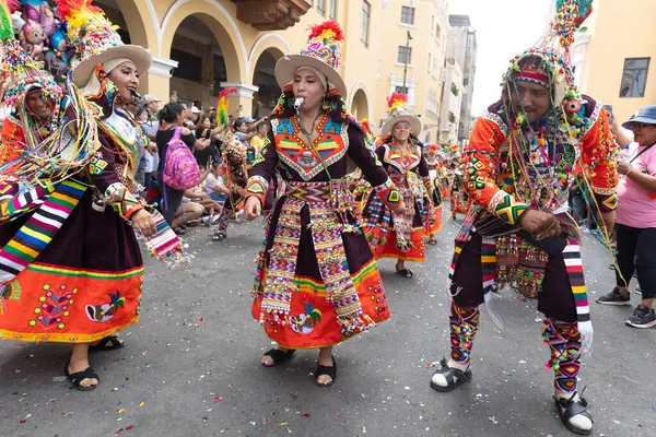February 2024 Lima Peru Dancers Music Bands Parade Festivity Virgin