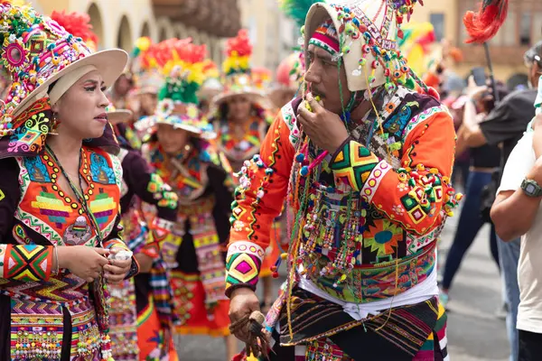 February 2024 Lima Peru Dancers Music Bands Parade Festivity Virgin