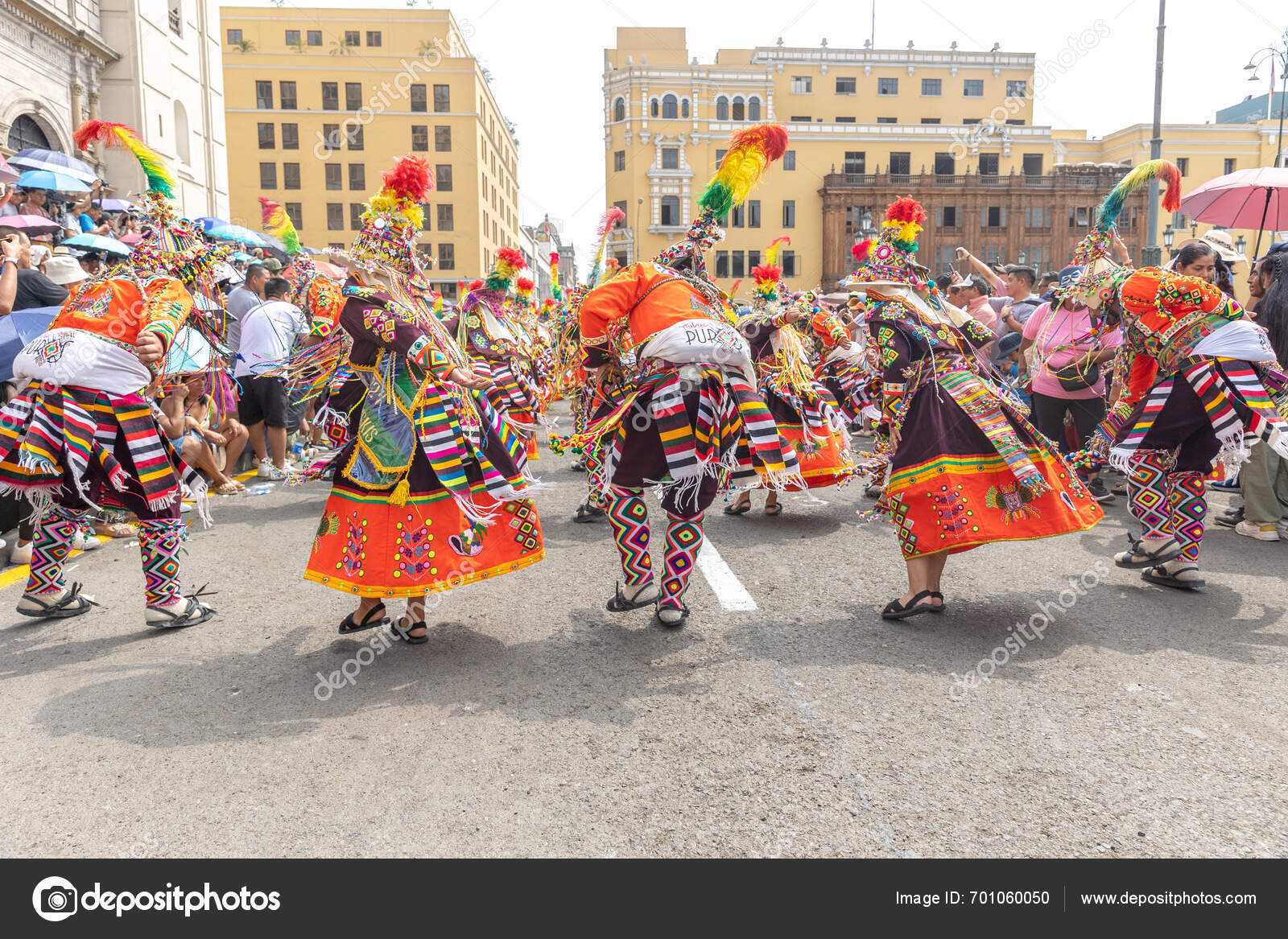 February 2024 Lima Peru Dancers Music Bands Parade Festivity Virgin