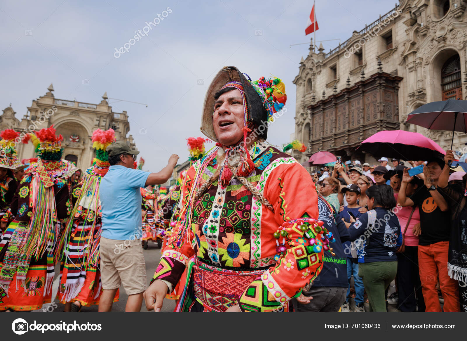 February 2024 Lima Peru Dancers Music Bands Parade Festivity Virgin