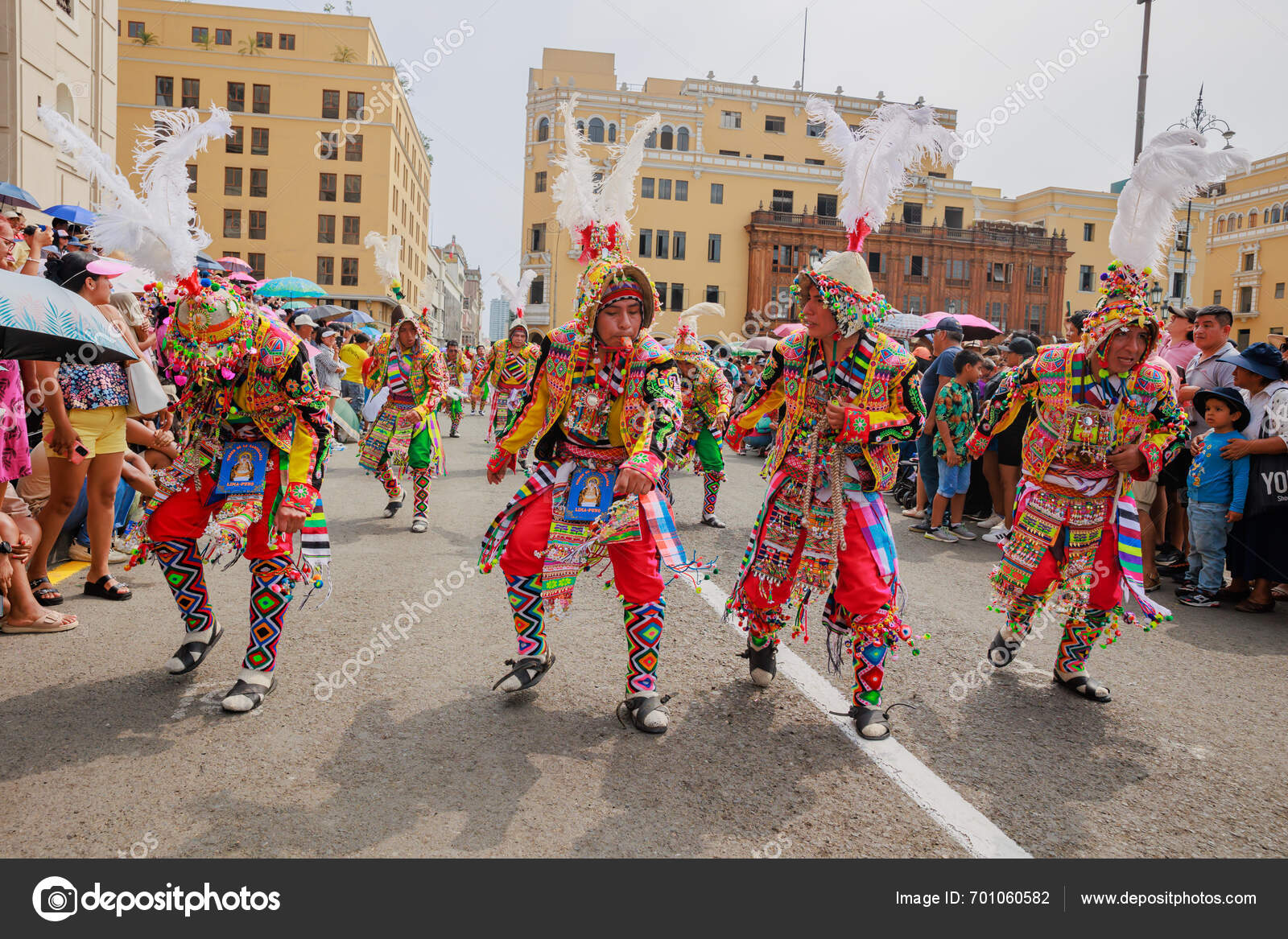 February 2024 Lima Peru Dancers Music Bands Parade Festivity Virgin
