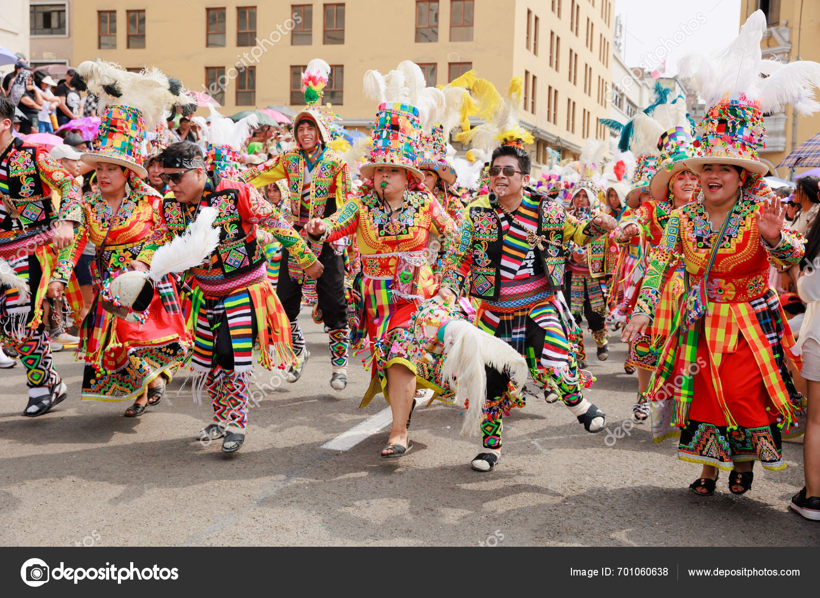 February 2024 Lima Peru Dancers Music Bands Parade Festivity Virgin