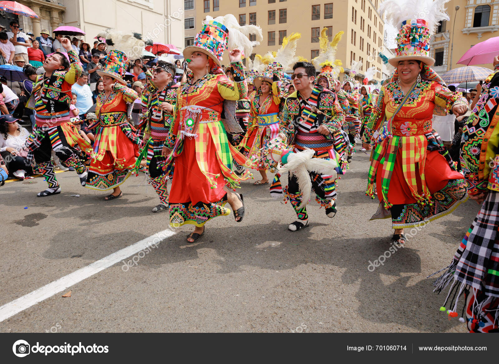 February 2024 Lima Peru Dancers Music Bands Parade Festivity Virgin