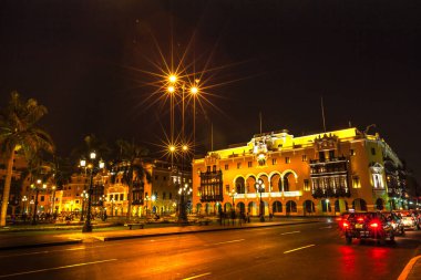  Şehir gece manzarası, Lima, Peru