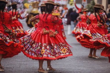 Peru 'nun tarihi merkezi Lima' da geleneksel Candelaria Bakiresi Festivali dansçıları. 18 Kasım 2023. 