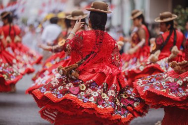 Peru 'nun tarihi merkezi Lima' da geleneksel Candelaria Bakiresi Festivali dansçıları. 18 Kasım 2023. 