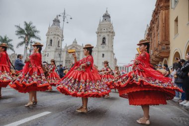 Peru 'nun tarihi merkezi Lima' da geleneksel Candelaria Bakiresi Festivali dansçıları. 18 Kasım 2023. 