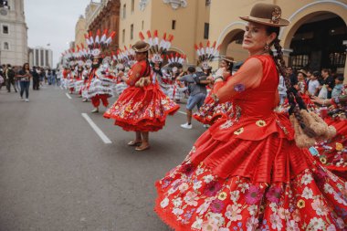 Peru 'nun tarihi merkezi Lima' da geleneksel Candelaria Bakiresi Festivali dansçıları. 18 Kasım 2023. 