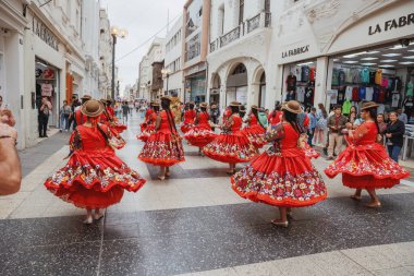 Peru 'nun tarihi merkezi Lima' da geleneksel Candelaria Bakiresi Festivali dansçıları. 18 Kasım 2023. 