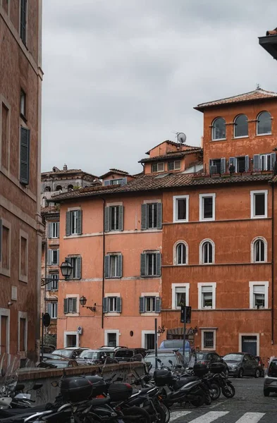 Stare Historyczne Ulice Centrum Rzymu Włochy Budynki Mieszkalne Zewnątrz Zdjęcie Stockowe